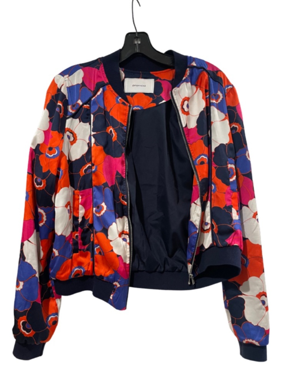 Promod Floral Bomber Jacket in Navy, Orange & Pink